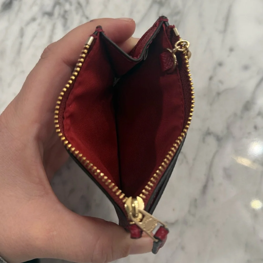 ❤️SOLD❤️ EXCELLENT NEW Coach Leather Mini Skinny ID Case Red Leather Key Pouch - Picture 4 of 7